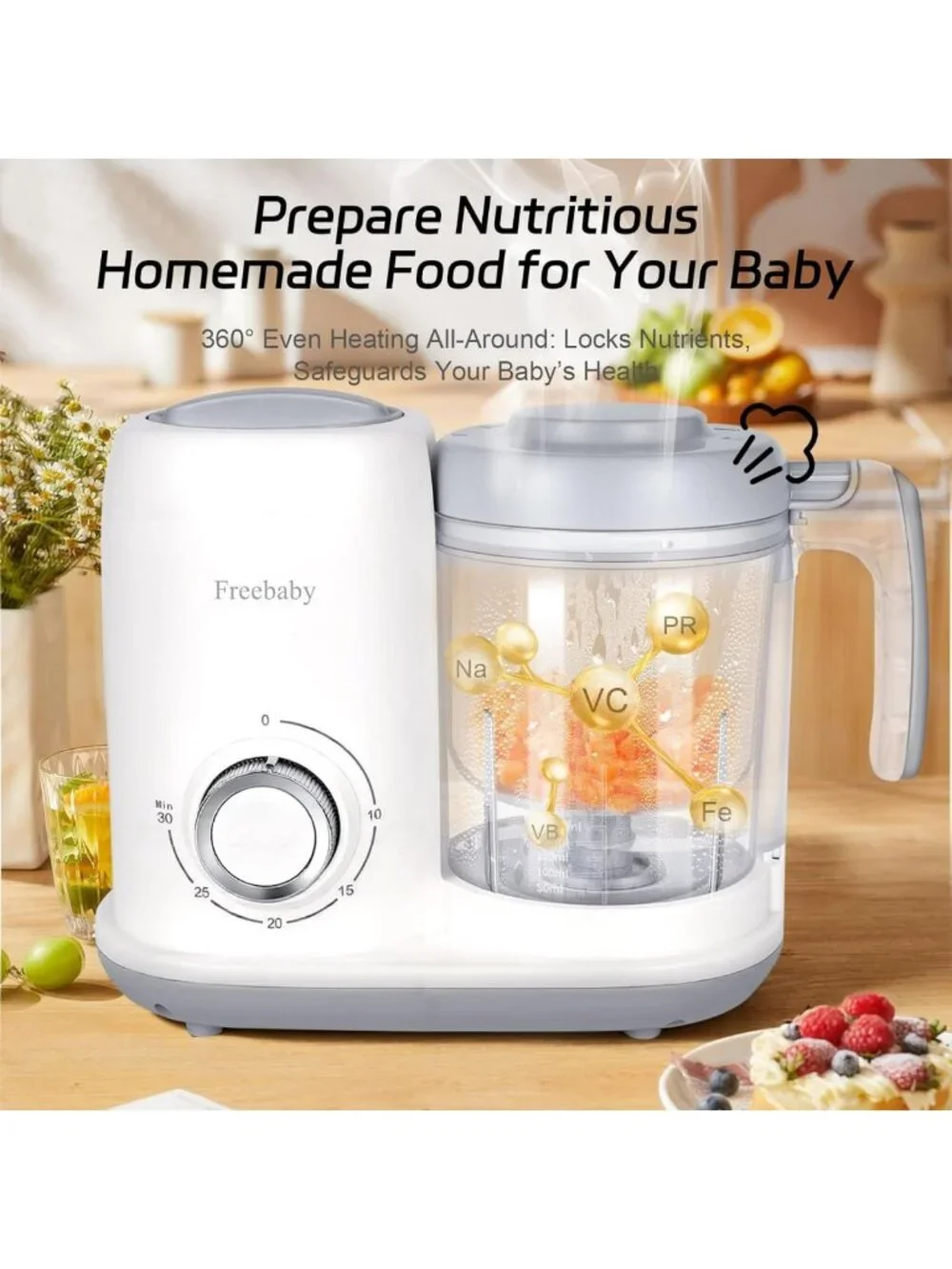 4-in-1 Baby Food Maker & Steamer, One-Step Processor, BPA-Free, 400ml Capacity